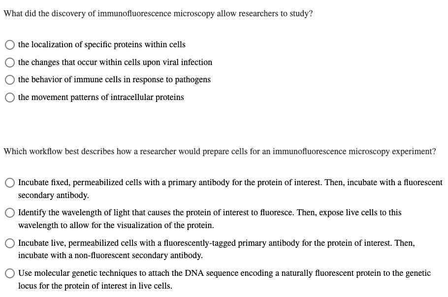 What did the discovery of immunofluorescence | Chegg.com