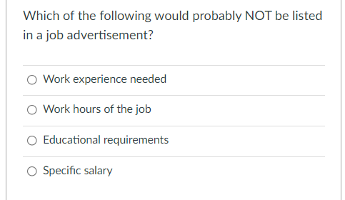 Solved Which of the following would probably NOT be listed | Chegg.com