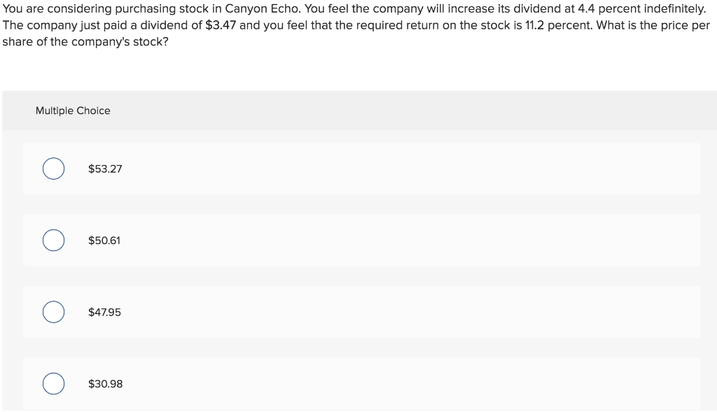 Solved You are considering purchasing stock in Canyon Echo.