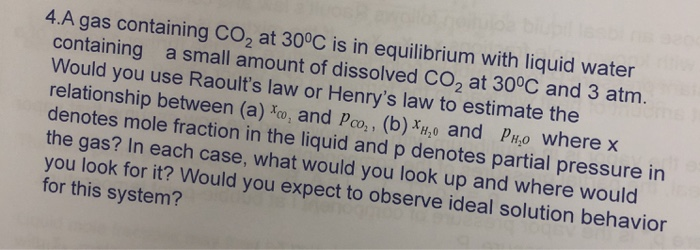 Solved A Gas Containing Co At C Is In Equilibrium With Chegg Com