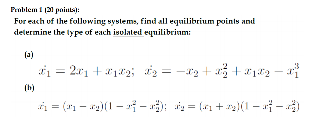 Solved Problem 1 (20 points): For each of the following | Chegg.com