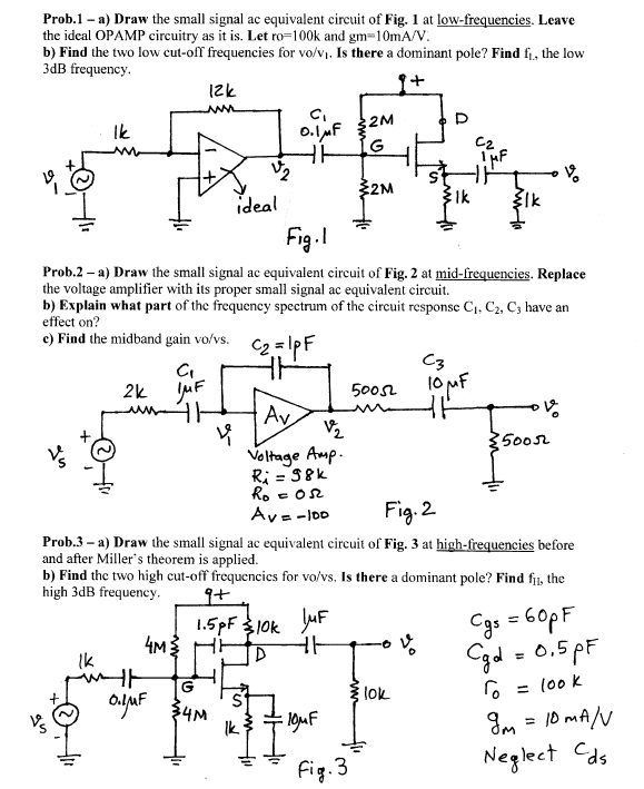 Prob.1 - a) Draw the small signal ac equivalent | Chegg.com
