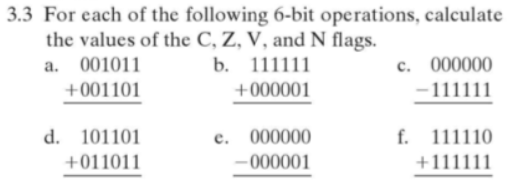 Solved 3.3 For Each Of The Following 6-bit Operations, | Chegg.com