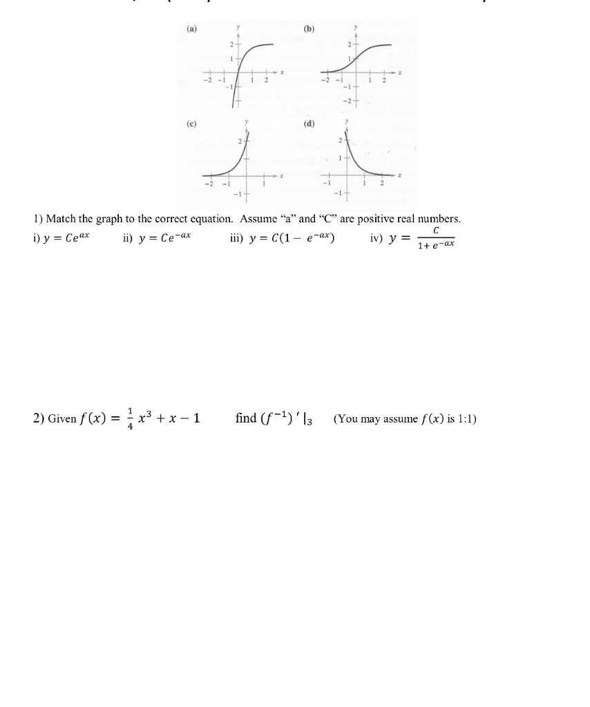 Solved A B C D 1 1 C 1 Match The Graph To The 2480