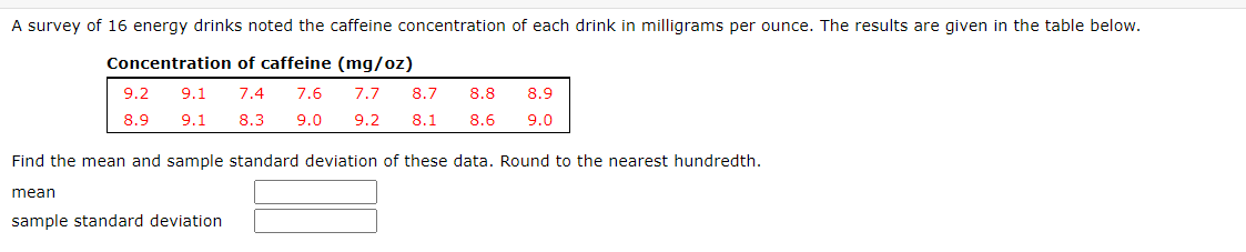 Solved Find the mean and sample standard deviation of these | Chegg.com
