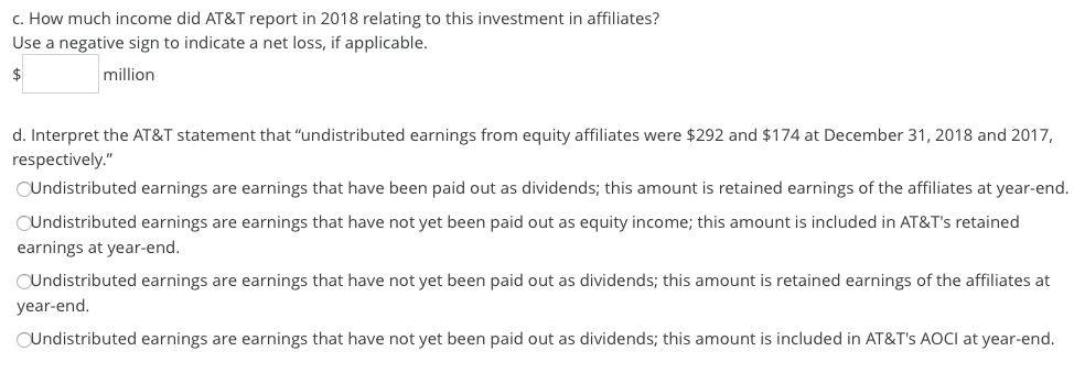 Solved Interpreting Equity Method Investment Footnotes AT&T | Chegg.com