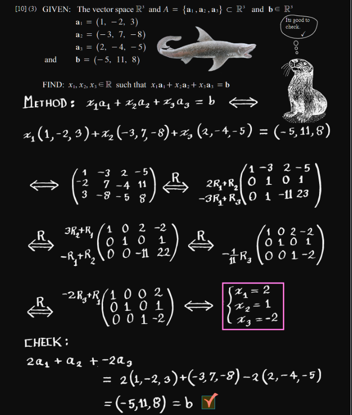 Solved [10] (3) a = GIVEN: The vector space R and A = {ai, | Chegg.com