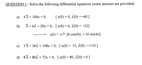 Solved QUESTION 1: Solve the following differential | Chegg.com