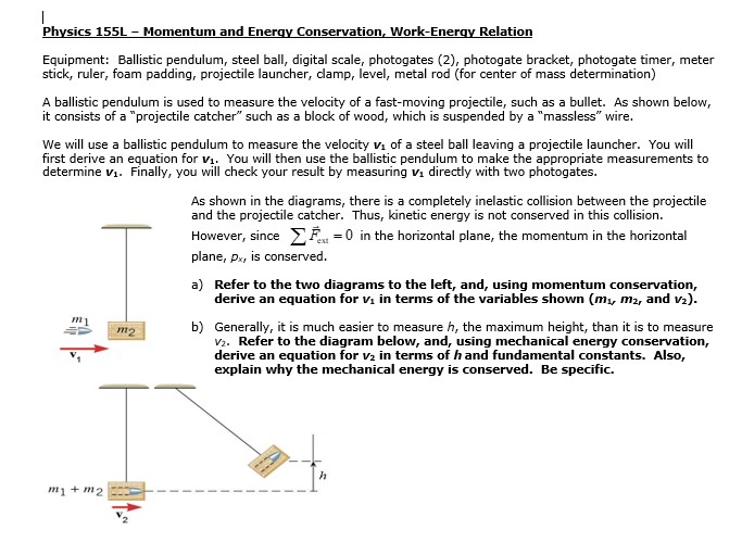 Solved Physics 155L - Momentum And Energy Conservation, | Chegg.com