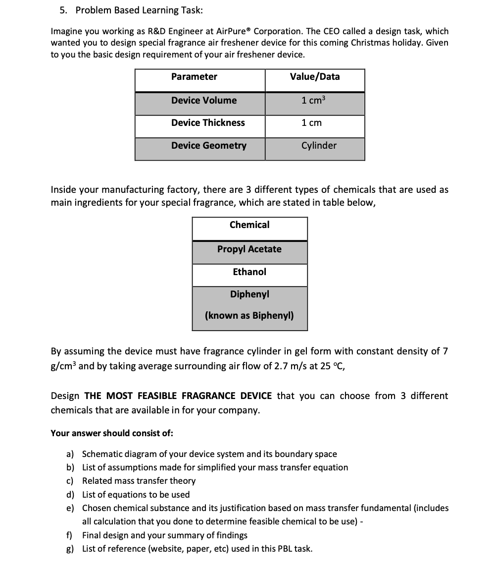 Solved Problem Based Learning Task:Imagine you working as | Chegg.com