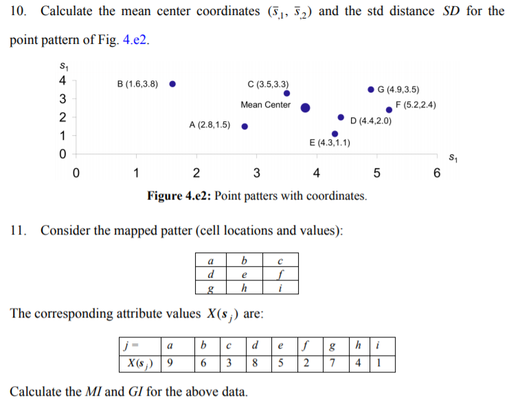 10. Calculate the mean center coordinates (5,1, 52) | Chegg.com