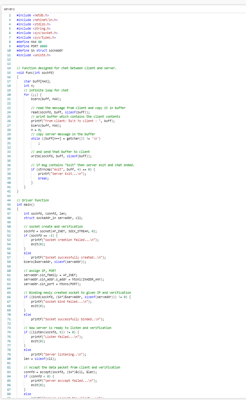 Solved Modify the client.c and server.c in such a way that | Chegg.com