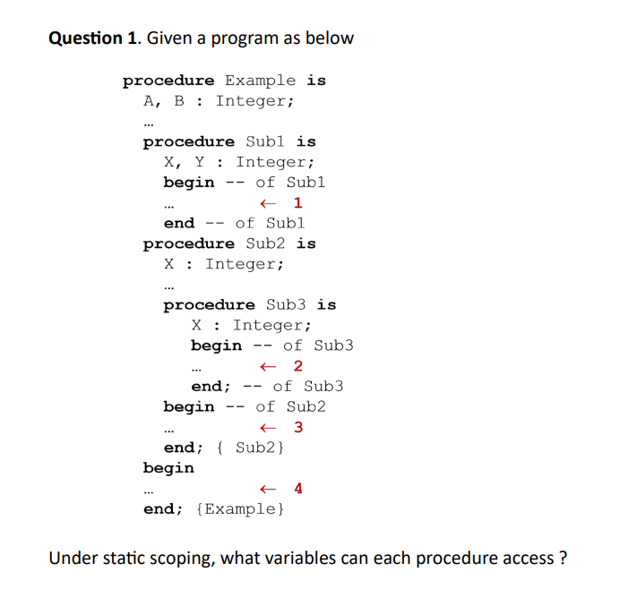 Solved Given the following example program, what variables | Chegg.com image.