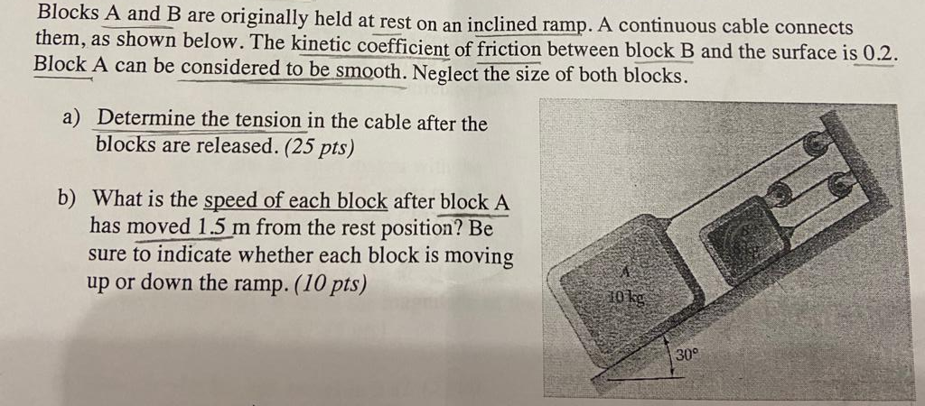 Solved Blocks A and B are originally held at rest on an | Chegg.com