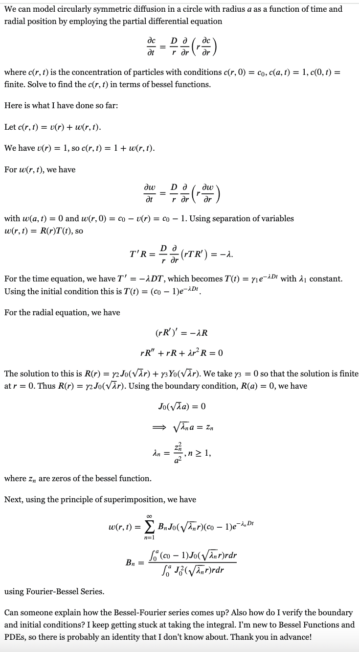 Solved We can model circularly symmetric diffusion in a | Chegg.com