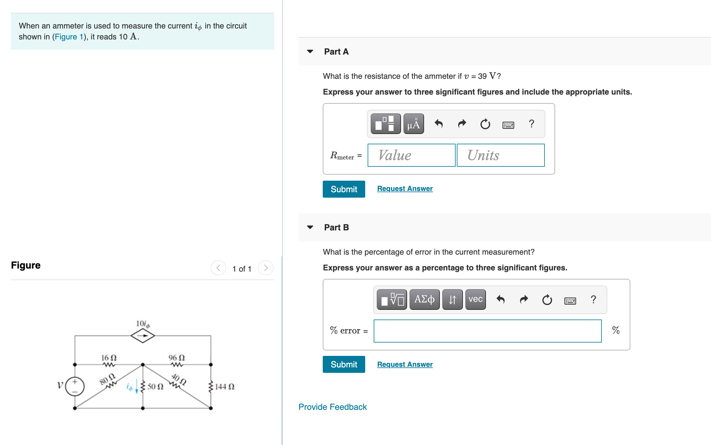 Solved When an ammeter is used to measure the current ip in