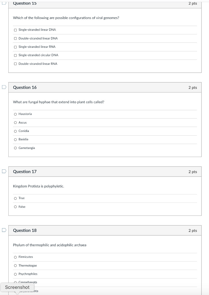 Solved Question 15 2 pts Which of the following are possible | Chegg.com