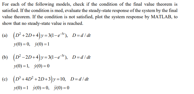 Solved For Each Of The Following Models, Check If The | Chegg.com ...