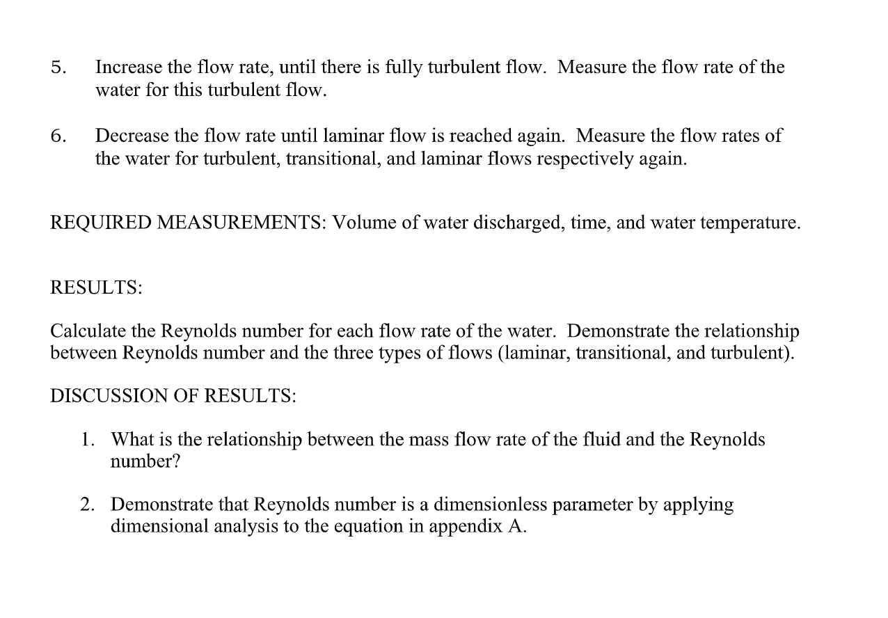 objective of reynolds number experiment