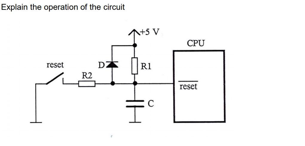Solved Explain the operation of the circuit +5 V CPU reset D | Chegg.com