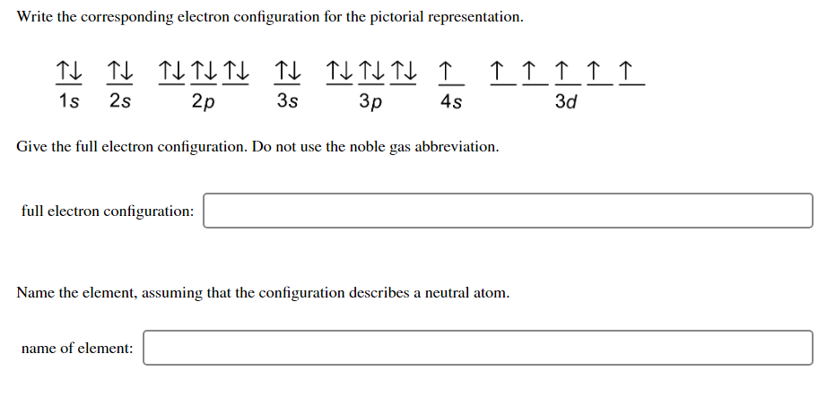 Solved Write the corresponding electron configuration for | Chegg.com