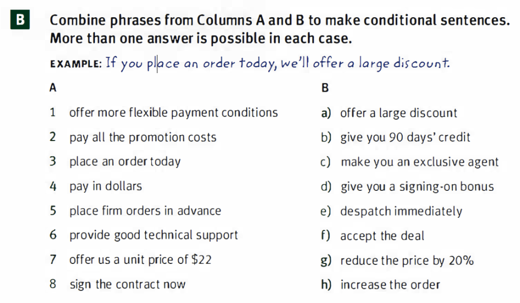 Combine phrases from Columns A and B to make