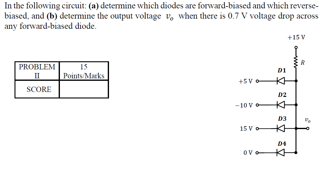 Solved In The Following Circuit: (a) Determine Which Diodes | Chegg.com