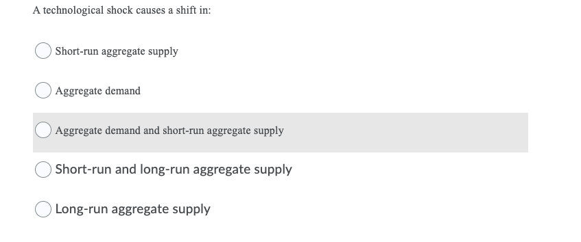Solved Which of the following is true? Short-run aggregate | Chegg.com