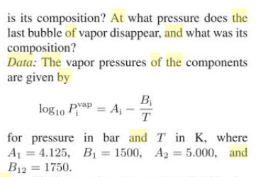10.2-35 A binary mixture of components 1 and 2 is in | Chegg.com