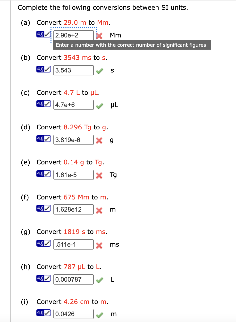 Solved the following conversions SI units. | Chegg.com