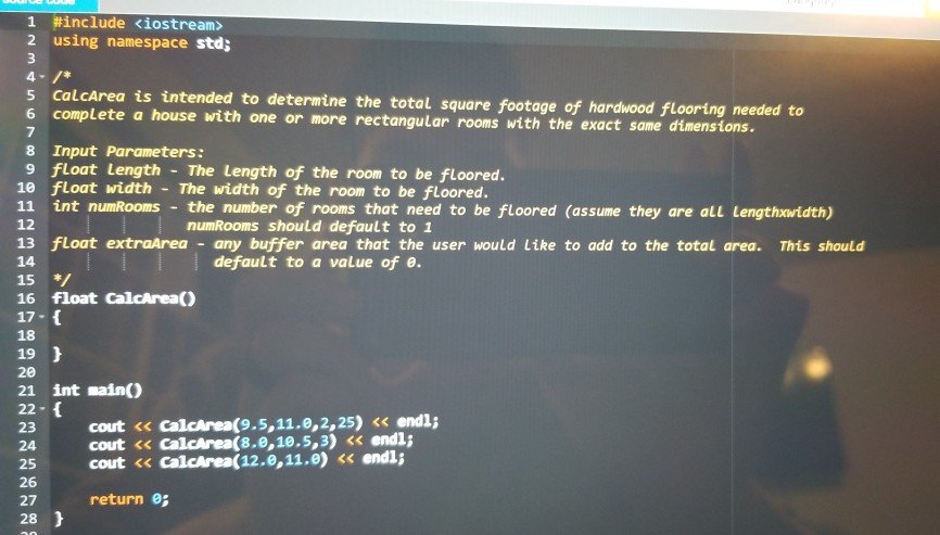 Solved Write your own version of the function CalcArea() to | Chegg.com