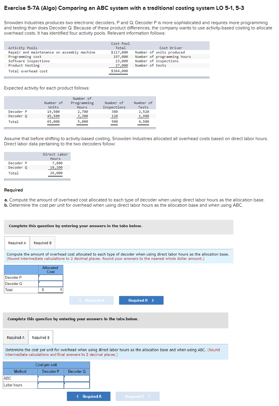 Solved Exercise 5-7A (Algo) Comparing an ABC system with a | Chegg.com