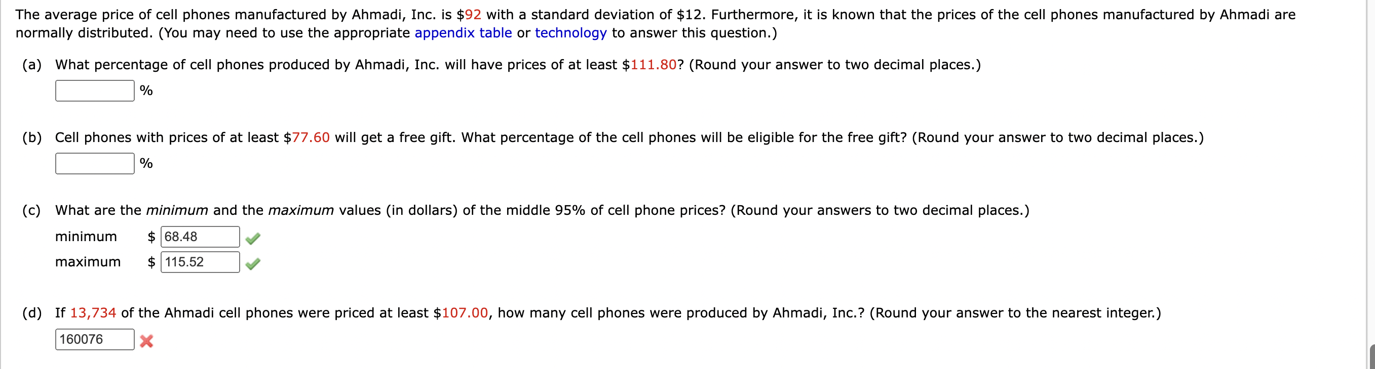 Solved The average price of cell phones manufactured by