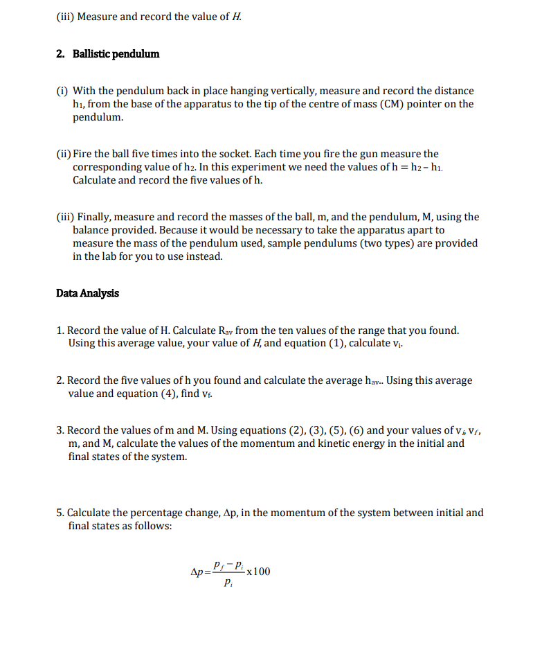 Solved EXP 9: PROJECTILE MOTION AND THE BALLISTIC PENDULUM | Chegg.com