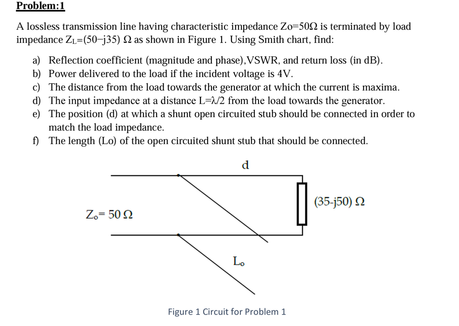 Solved A Lossless Transmission Line Having Characteristic | Chegg.com