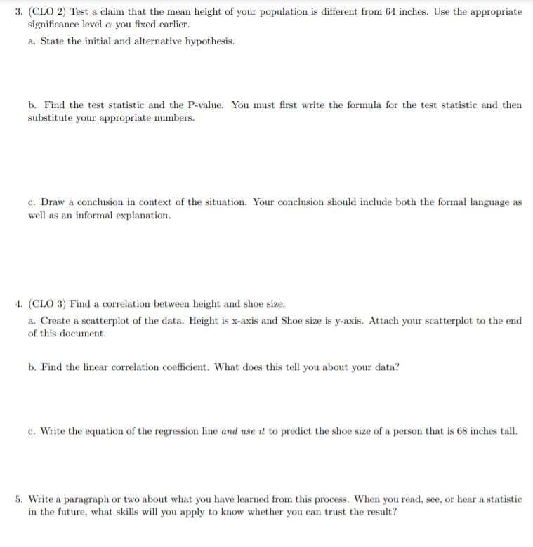 Solved 1. To study about the correlation between height and