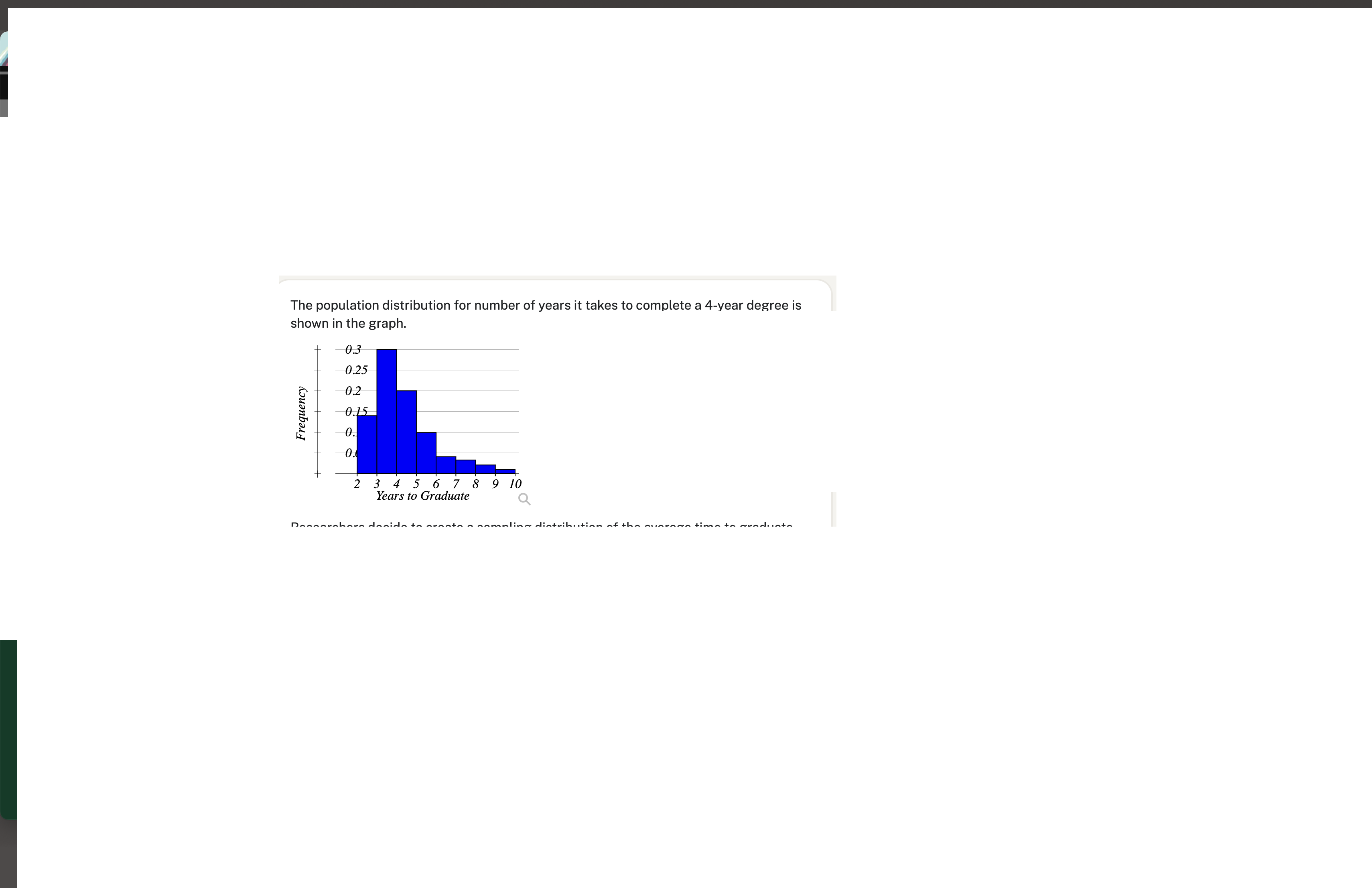 Solved The population distribution for number of years it | Chegg.com