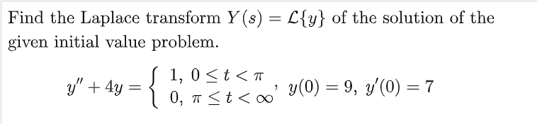 Solved Find the Laplace transform Y(s)=L{y} of the solution | Chegg.com