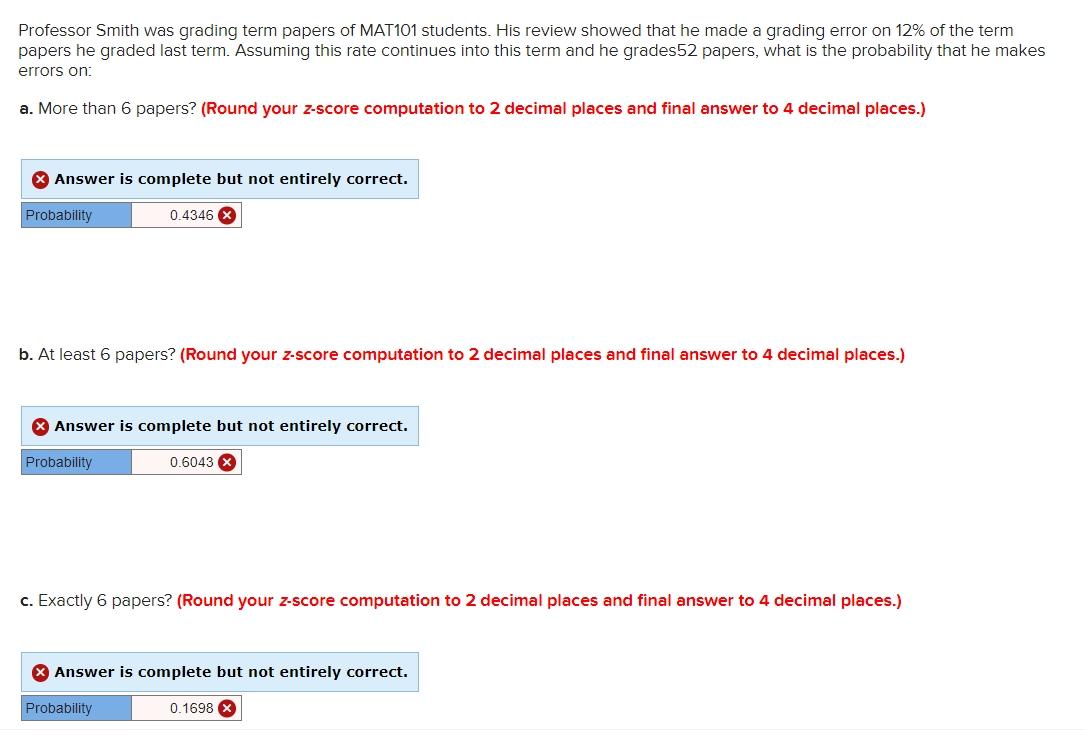 Solved Professor Smith was grading term papers of MAT101 | Chegg.com