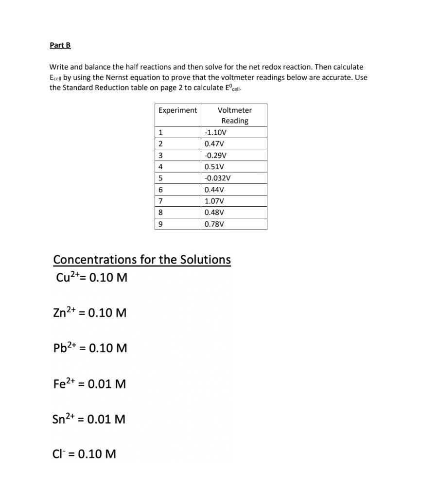 Solved Write And Balance The Half-reactions And Then Solve | Chegg.com