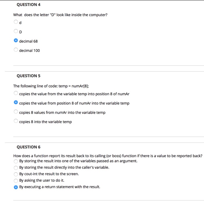 Solved QUESTION 1 if an array called AR has been properly | Chegg.com