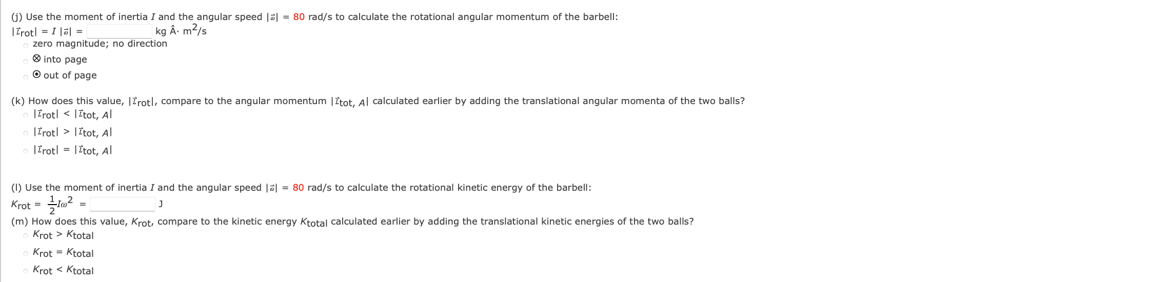 Solved A barbell spins around a pivot at its center at A.