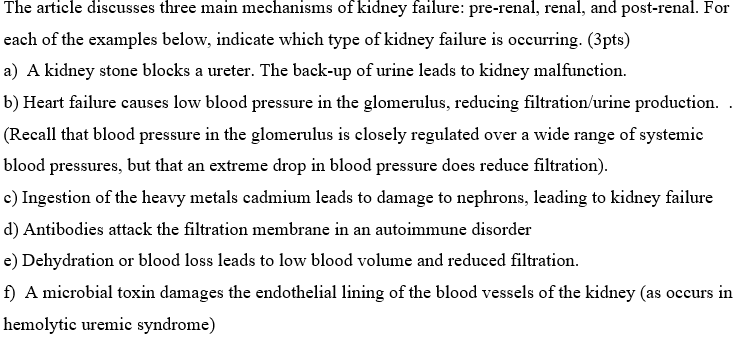 Solved The article discusses three main mechanisms of kidney | Chegg.com