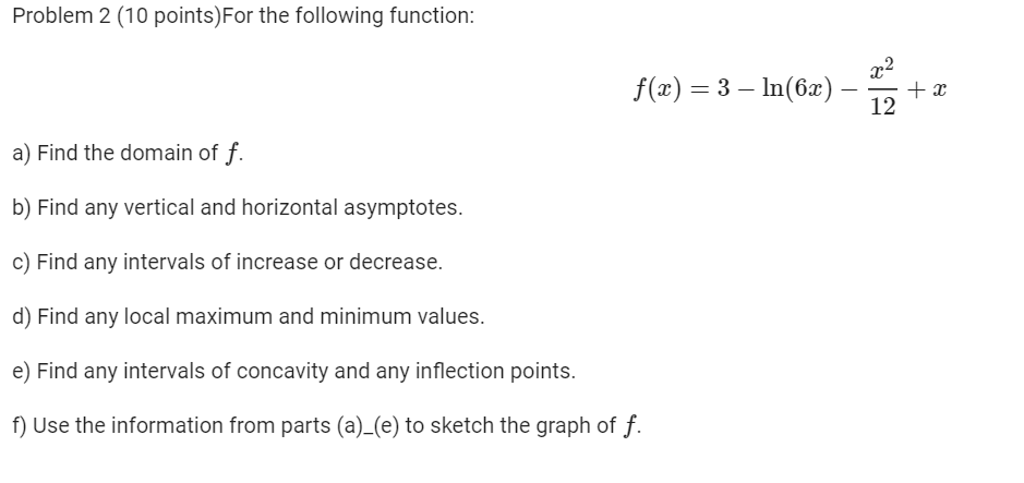 Solved Problem 2 (10 points)For the following function: x2 | Chegg.com