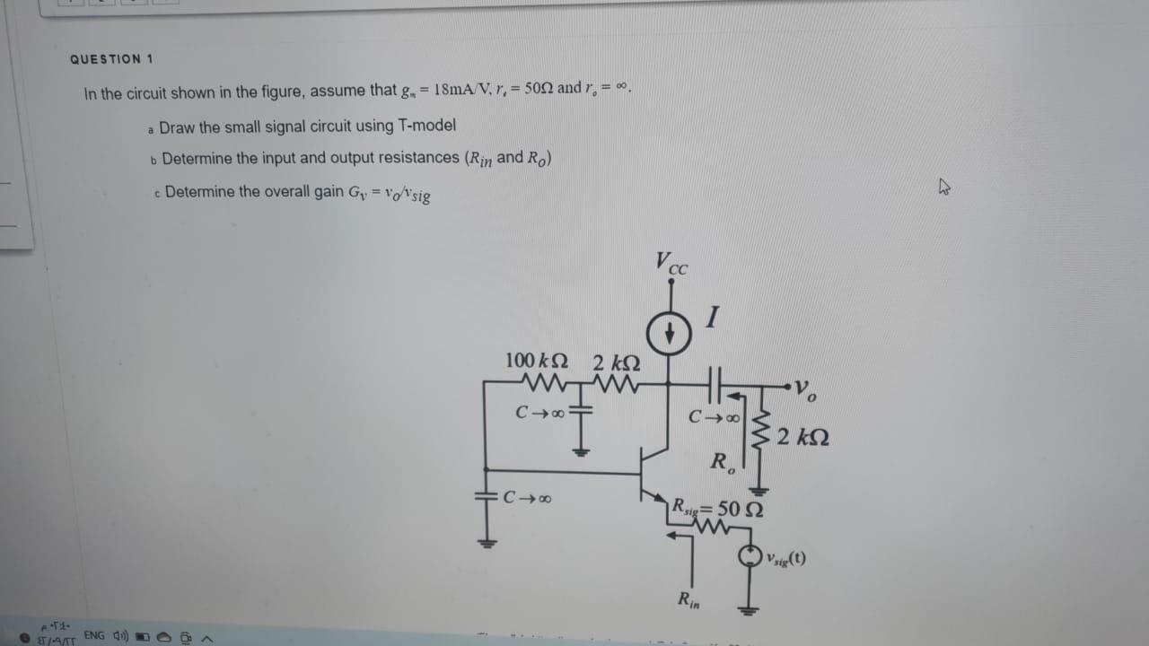 Solved QUESTION 1 In The Circuit Shown In The Figure, Assume | Chegg.com