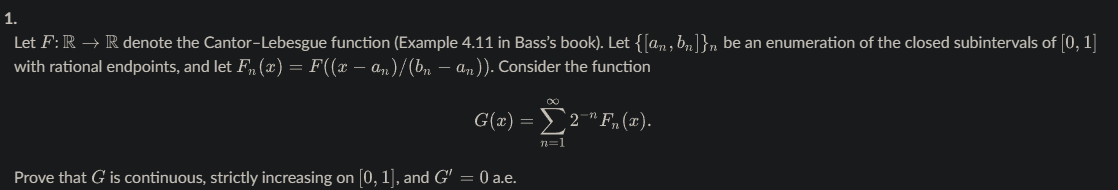 Solved Let F:R→R denote the Cantor-Lebesgue function | Chegg.com