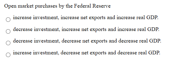 Solved Open Market Purchases By The Federal Reserve Increase | Chegg.com