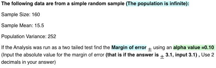 Solved The following data are from a simple random sample | Chegg.com