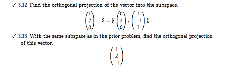 Solved V 3.12 Find the orthogonal projection of the vector | Chegg.com