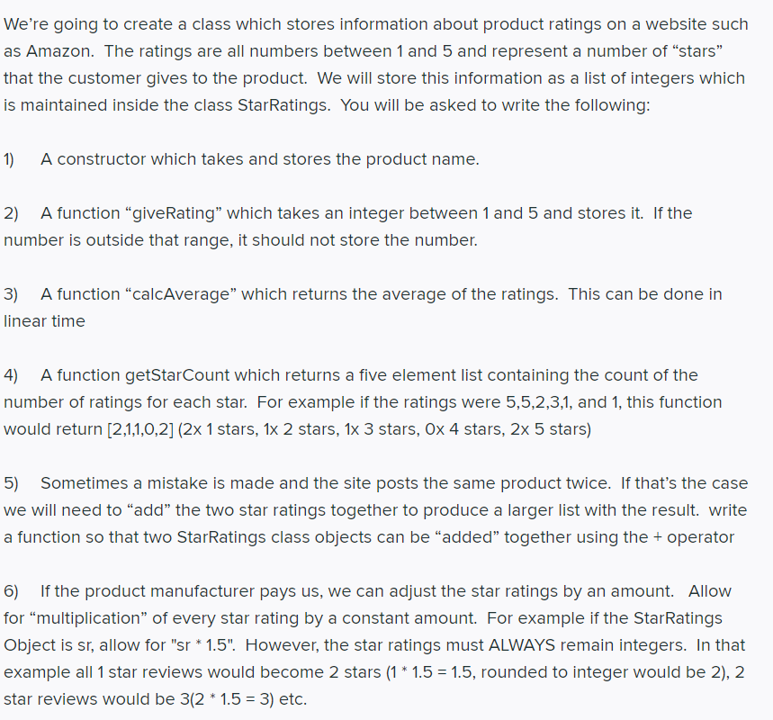 Solved We're going to create a class which stores | Chegg.com